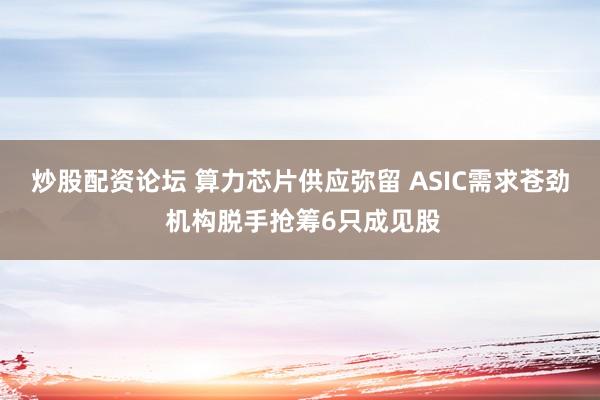 炒股配资论坛 算力芯片供应弥留 ASIC需求苍劲 机构脱手抢筹6只成见股