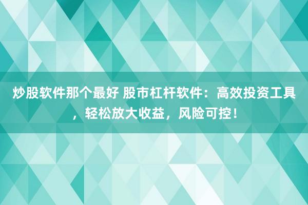 炒股软件那个最好 股市杠杆软件：高效投资工具，轻松放大收益，风险可控！