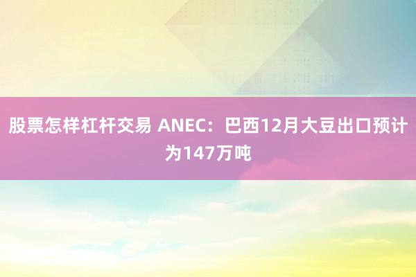 股票怎样杠杆交易 ANEC：巴西12月大豆出口预计为147万吨