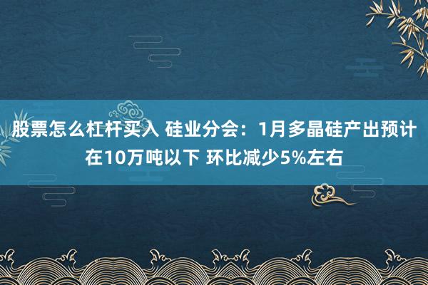 股票怎么杠杆买入 硅业分会：1月多晶硅产出预计在10万吨以下 环比减少5%左右