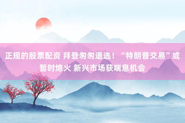 正规的股票配资 拜登匆匆退选！“特朗普交易”或暂时熄火 新兴市场获喘息机会