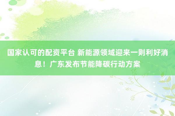 国家认可的配资平台 新能源领域迎来一则利好消息！广东发布节能降碳行动方案