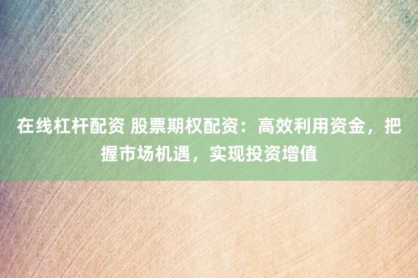 在线杠杆配资 股票期权配资：高效利用资金，把握市场机遇，实现投资增值